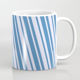 [ Thumbnail: Lavender and Blue Colored Striped/Lined Pattern Coffee Mug ]