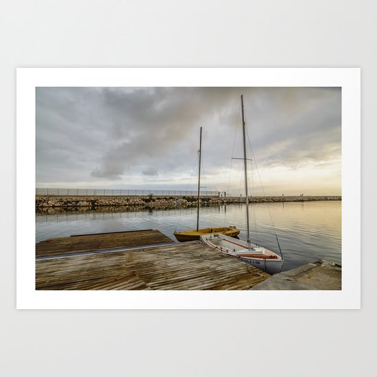 Sunrise on the marina Art Print
