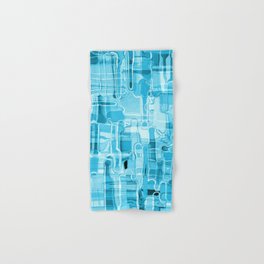 Modern Abstract Digital Paint Strokes in Turquoise Blue Hand & Bath Towel