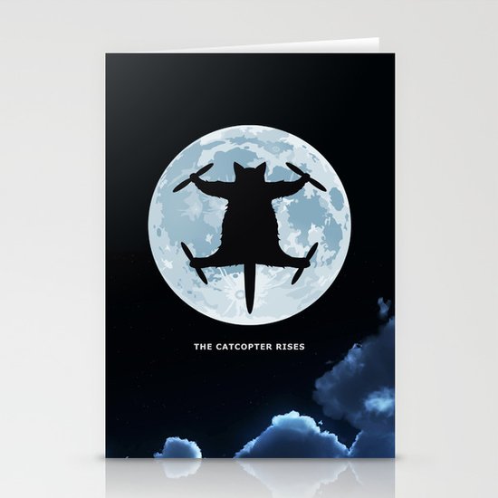 THE CATCOPTER - Humor | Meme | Cat | Internet | Funny | Animal | Bizzarre | Moon Stationery Cards