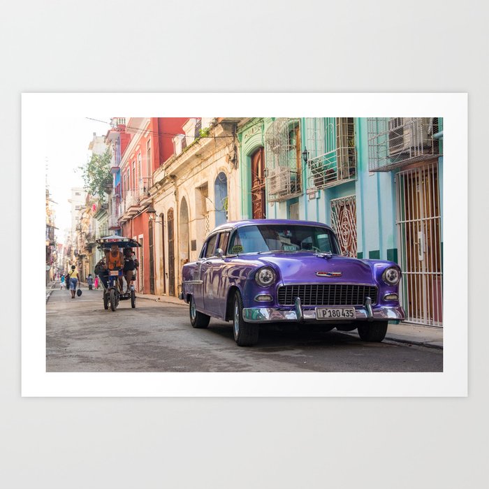 Purple car in Havana, Cuba Art Print