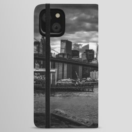Brooklyn Bridge and Manhattan skyline in New York City black and white iPhone Wallet Case