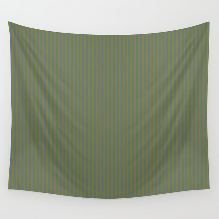 Yellow and blue green fine stripes neutral color design Wall Tapestry