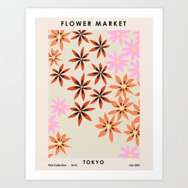 Colorful flowers. Abstract botanical art. Flower market. Tokyo exhibition print Art Print