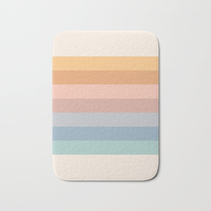 Pastel Retro Rainbow Stripes  Bath Mat
