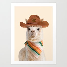 Cowboy Alpaca Art Print