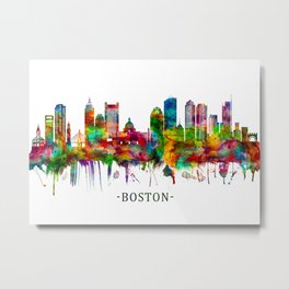 Boston Massachusetts Skyline Metal Print | Urban, Boston, Landscape, Artistic, Skyscrapers, United, Massachusetts, Print, Watercolor, Cityscape 