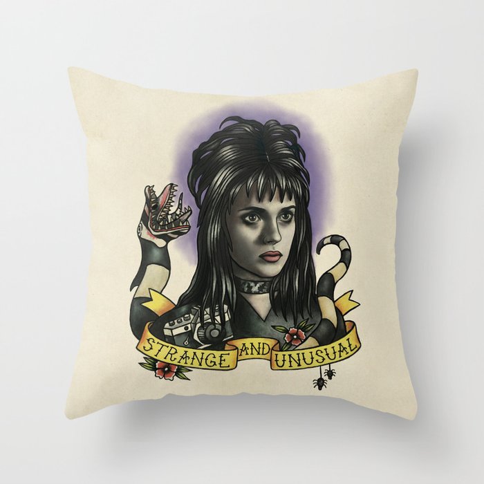 Lydia Gothic Girl Strange and Unusual Throw Pillow