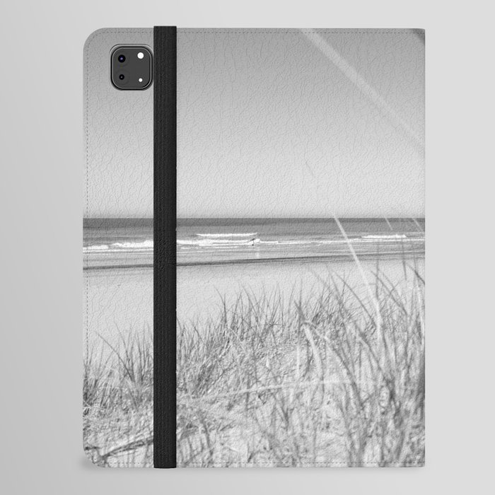 Vintage coastal black and white beach art print - dunegrass and ocean - travel photography iPad Folio Case