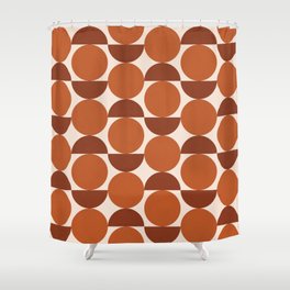 Vintage Mid-century Modern Abstract Geometric Shapes in Burnt Orange Pattern Shower Curtain