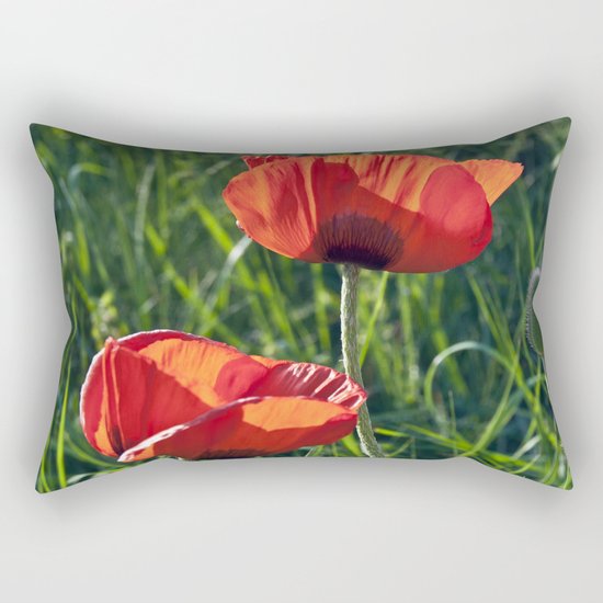Red Poppies on the summer meadow Rectangular Pillow