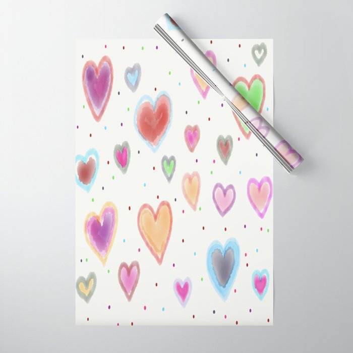 Multicolor Hearts & Dots Wrapping Paper