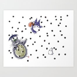 Totoro&Chibi Art Print