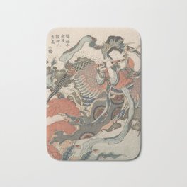 Mystical Bird (Karyōbinga) - Hokusai Bath Mat | Woodblockprint, Japan, Printartist, Mythology, Litsu, Zen, Buddhism, Tokyo, Watercolor, Katsushikahokusai 