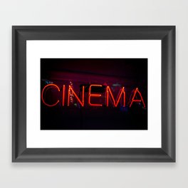 Neon Cinema Sign Framed Art Print