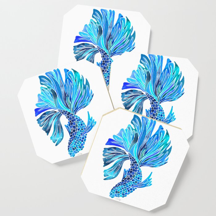 Siamese Fighting Fish – Blue Coaster