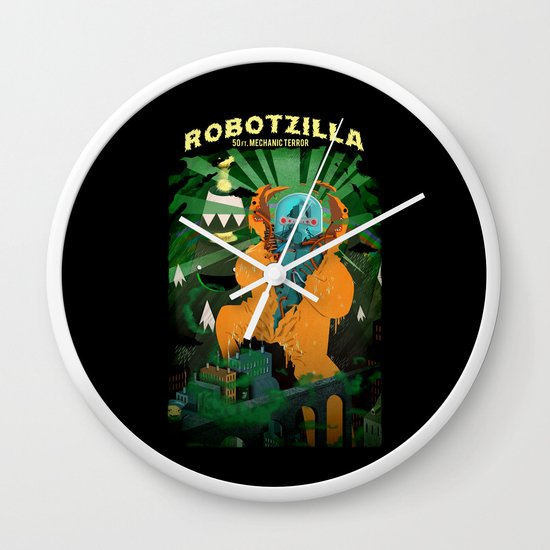 Robot Zilla Wall Clock By Floriandoucet Society6