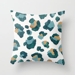 Leopard Print – Teal & Copper Throw Pillow