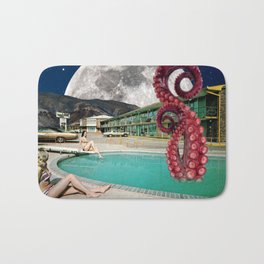 Octopus in the pool Bath Mat | Tentacle, Vintage, Collage, Desert, Surrealism, Surreal, Summer, Vacation, Octopus, Motel 