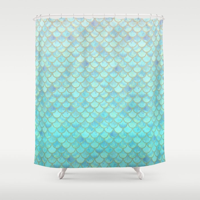 Teal Mermaid Scales Shower Curtain By Artlovepassion