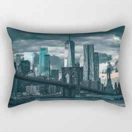 Brooklyn Bridge and Manhattan skyline at sunset in New York City Rectangular Pillow