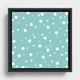 White Dots on Green Blue Minimal Style Framed Canvas