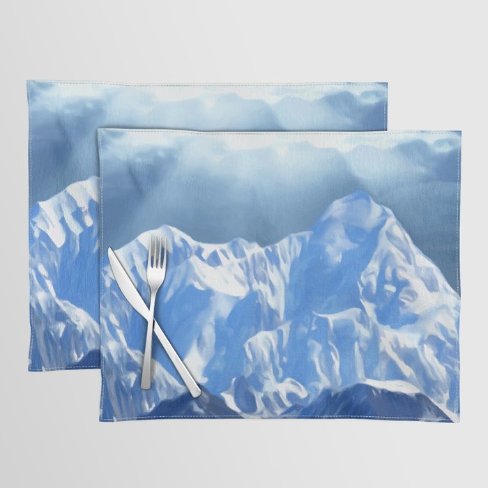 SUNLIGHT ON SNOW COVERED MOUNTAINS. Placemat
