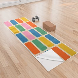 Color Grid Colorful Retro Modern Geometric Pattern in Rainbow Pop Colors Yoga Towel