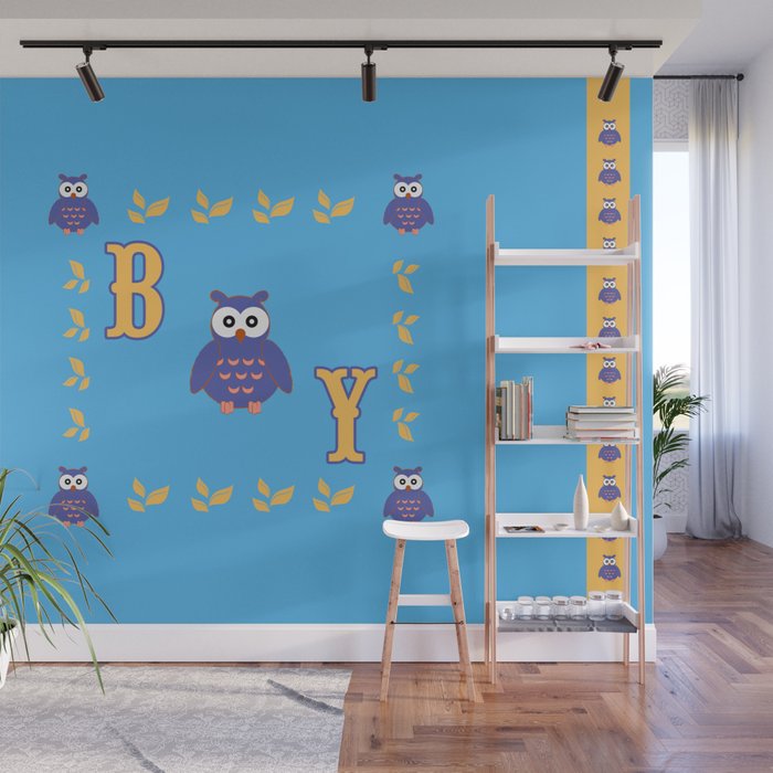 Owl Baby Boy Wall Mural By Scar Design Society6