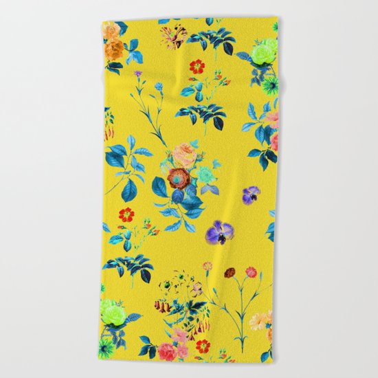 Floral Shower || #society6 #decor #buyart Beach Towel