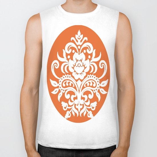 Damask on Peach Biker Tank