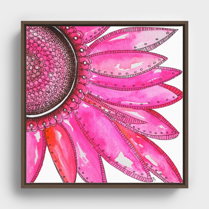 Gerber Daisy Watercolor Print Framed Canvas