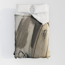 Drift [5]: a neutral abstract mixed media piece in black, white, gray, brown Duvet Cover