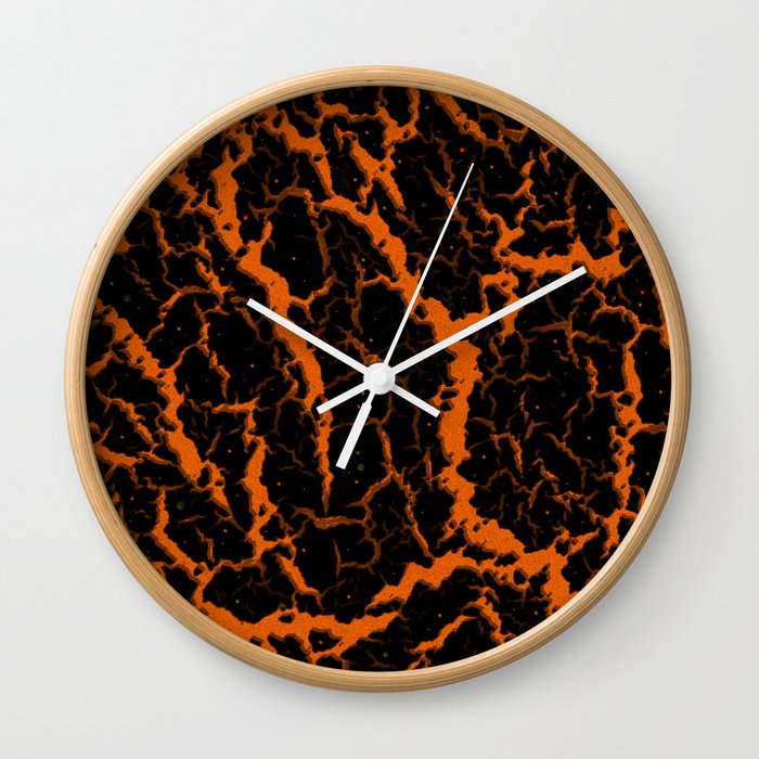 Cracked Space Lava - Orange Wall Clock