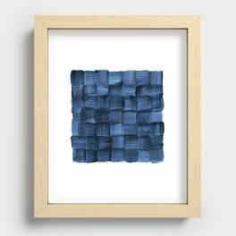 Indigo Watercolor Weave | Brush Stroke Abstract Recessed Framed Print