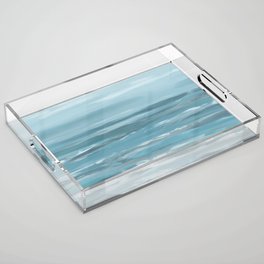Coastal Waves 2 - Abstract Modern Landscape - Blue Gray Teal Aqua Acrylic Tray