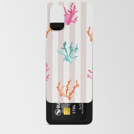 Colorful Coral Reef on Pastel Pink Stripes Android Card Case