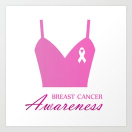 Breast cancer awareness ribbon on a pink top Art Print