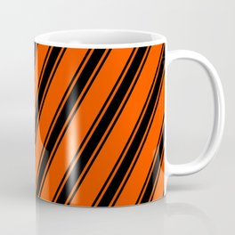 [ Thumbnail: Red and Black Colored Lines Pattern Coffee Mug ]