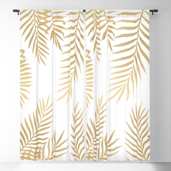 Gold palm leaves Blackout Curtain