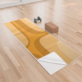 Retro Groove Minimalist Midcentury Abstract Pattern Mustard Ochre Orange Yoga Towel