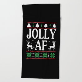 Jolly AF Cool Sassy Christmas Sweater Beach Towel