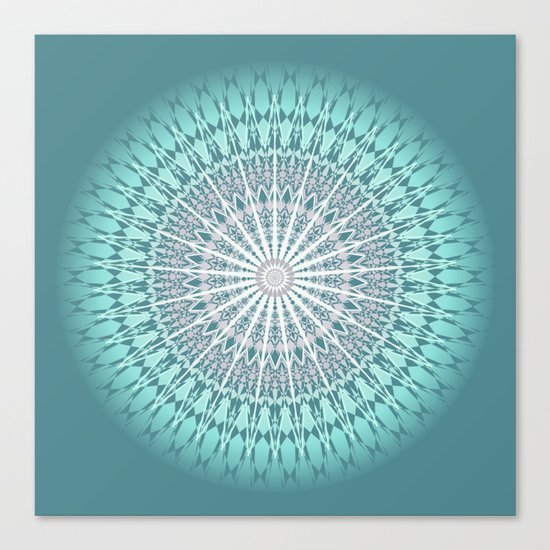 Teal Mandala Medallion Canvas Print