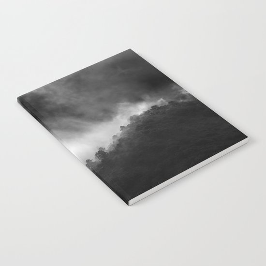 "Memories..." Into the woods. Foggy sunrise Notebook