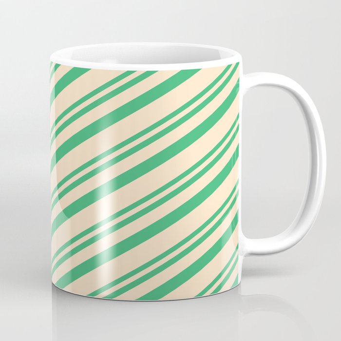Sea Green & Bisque Colored Lines/Stripes Pattern Coffee Mug
