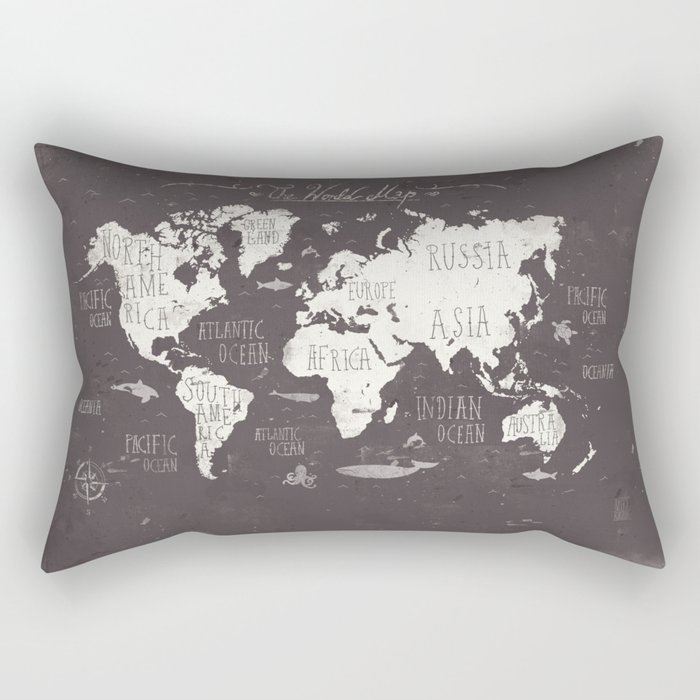 The World Map Rectangular Pillow by mikekoubou | Society6