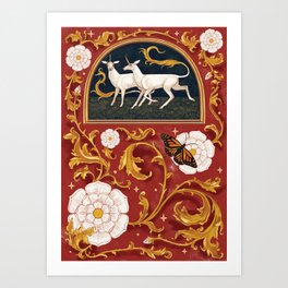 There are unicorns in the garden Art Print