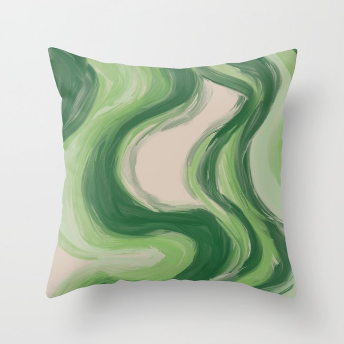 sage green swirls Throw Pillow