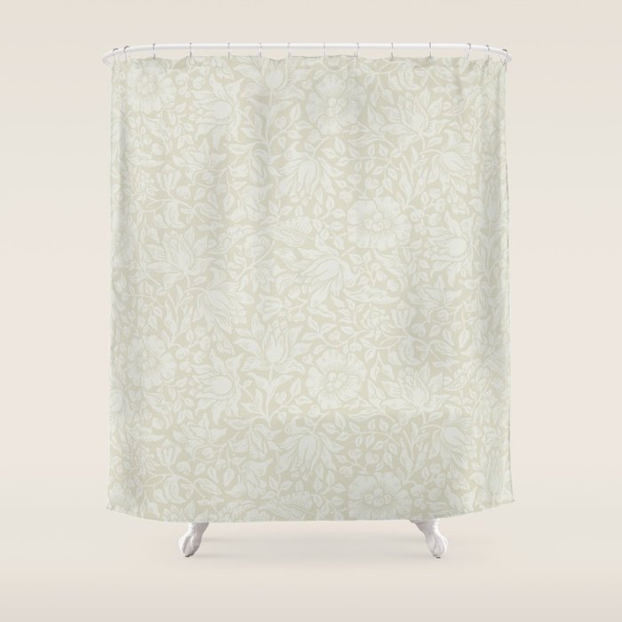 William Morris Vintage Mallow Ivory Cream Shower Curtain by Archipelago