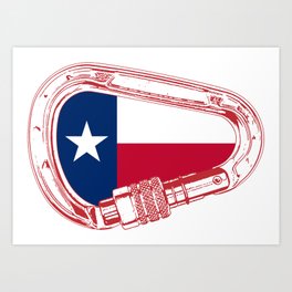 Texas Flag Climbing Carabiner Art Print